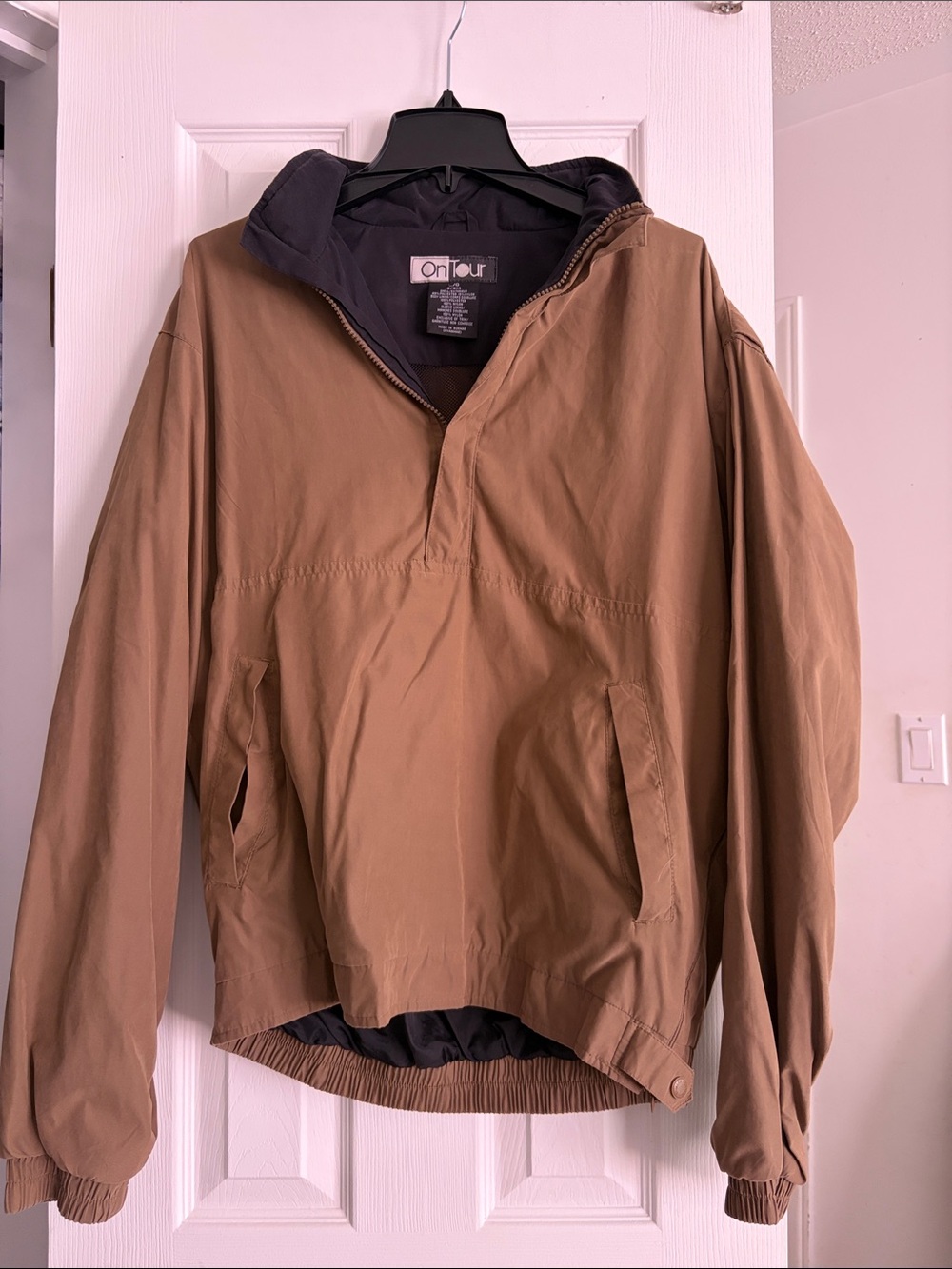 Men's Brown Pullover Windbreaker Jacket